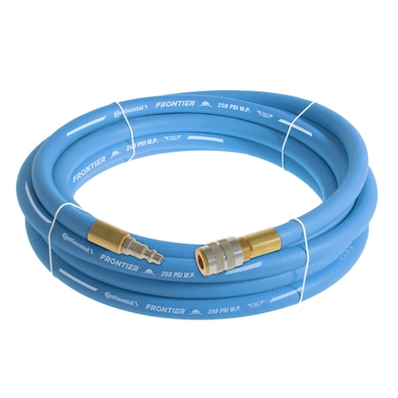 Continental 1/2" x 25' Blue EPDM Air Hose, 250 PSI, 1/2" Ind. Interchange M+F QC HZU05030-25-51